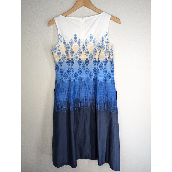 NWOT Pendleton Nantucket Cotton Dress Size 4 Gradient Colorway Midi Blue White - Picture 3 of 11